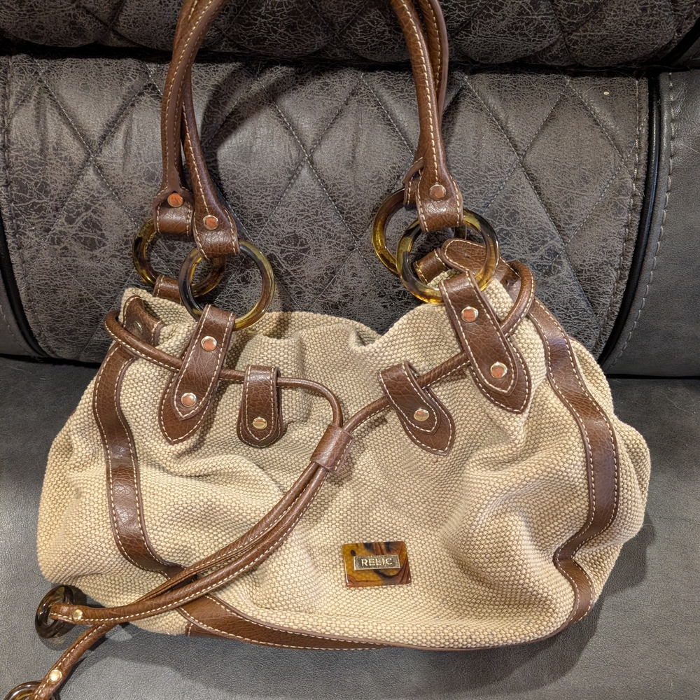 Beige and Brown Women Bag